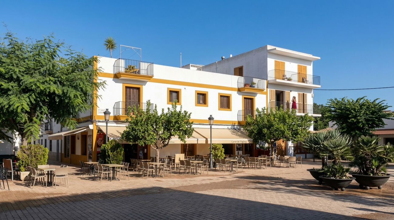 Dorpsplein Santa Gertrudis met terrassen